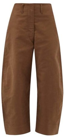 Cropped Cotton Chino Trousers - Womens - Khaki