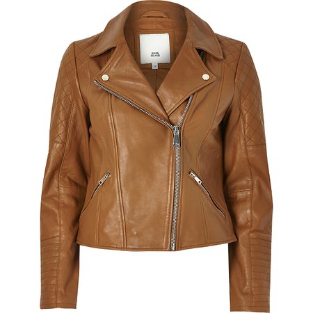 Brown leather quilted biker jacket - Jackets - Coats & Jackets - women