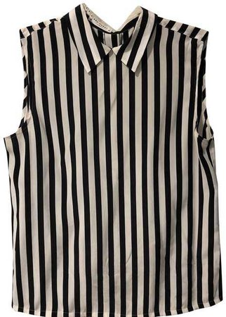 Equipment Black and White Sleeveless Collared Blouse Size 2 (XS) - Tradesy