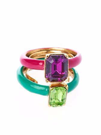 Shop Oscar de la Renta set of two gemstone rings with Express Delivery - FARFETCH