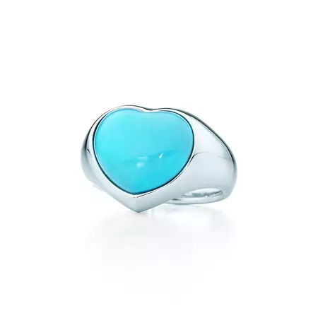 Elsa Peretti® Cabochon heart ring in sterling silver with turquoise. | Tiffany & Co.