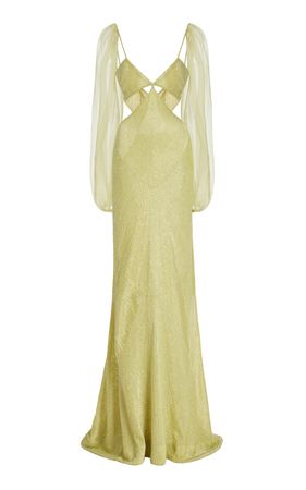 Deco Cristaux Peridot Beaded Gown By Cucculelli Shaheen | Moda Operandi