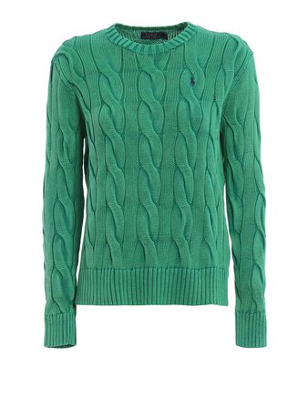 Polo Ralph Lauren Cable Knit Green Cotton Sweater