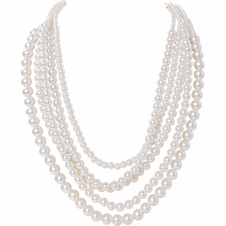 Multistrand Simulated Pearls - Long Layered Statement Necklace