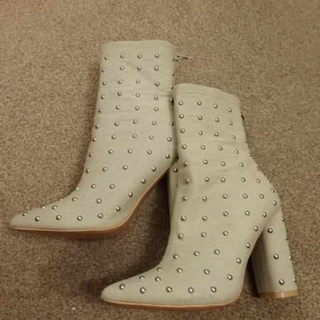 Size 5 missguided boots. Light blue, denim style shoes with - Depop