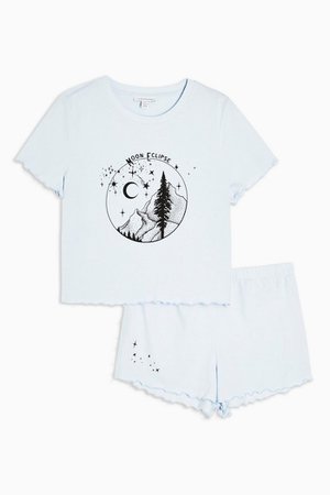Blue Moon Short Sleeve Frill Pajama Set | Topshop