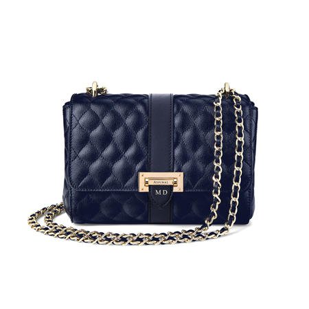 Lottie Bag in Navy Quilted Kaviar | Aspinal of London