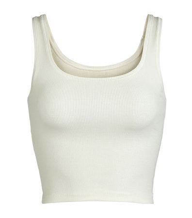 Skims ivory Cotton Ribbed Cropped Tank Top | Harrods UK
