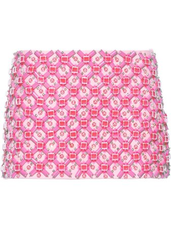 Miu Miu Pink Cady Bead-embellished miniskirt