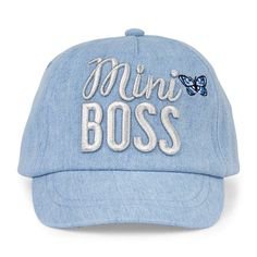 Toddler Girls Embroidered 'Mini Boss' Butterfly Denim Baseball Hat