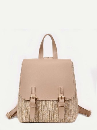 Double Buckle Straw Backpack | SHEIN USA