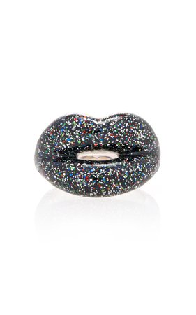 Glitter Black Hotlips Ring by Hot Lips by Solange | Moda Operandi