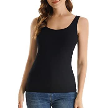 RASPBERRY PUDDING Cotton Ribbed Tank Tops for Women Slim Fit Scoop Neck Black S at Amazon Women’s Clothing store