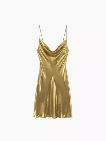 Golden Light Cowl Neck Metallic Short Dress – COMMENSE