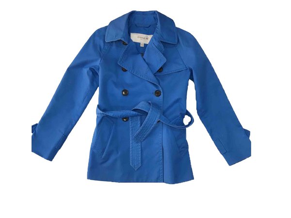 COACH Cropped Blue Trench