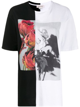Alexander Mcqueen Rose-Print T-Shirt Ss20 | Farfetch.com