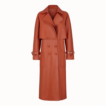 Brown leather trench coat - TRENCH COAT | Fendi