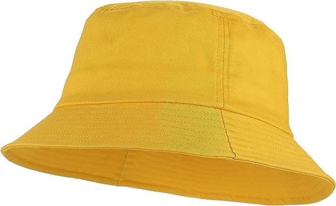 Umeepar Unisex Cotton Packable Bucket Hat Sun Hat Plain Colors for Men Women (A Plain Yellow) at Amazon Women’s Clothing store