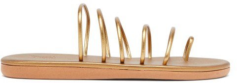 Sani Metallic-strap Faux-leather Sandals - Bronze