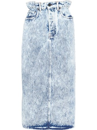 Shop blue Miu Miu marbleised denim pencil skirt with Express Delivery - Farfetch