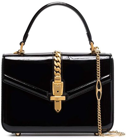 Sylvie patent-leather tote bag