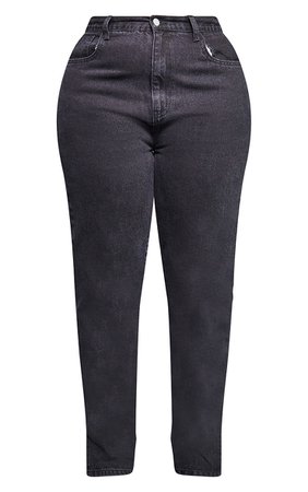 Recycled Plus Black Split Hem Jeans | PrettyLittleThing USA