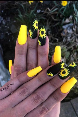 Black and Yellow Sunflower Nails - Bing images