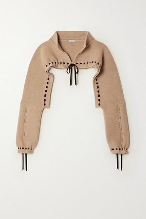 Loewe | Cropped tie-detailed wool and cashmere-blend sweater | NET-A-PORTER.COM