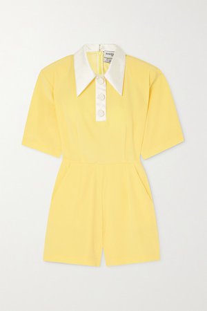 Satin-trimmed Cady Playsuit - Yellow