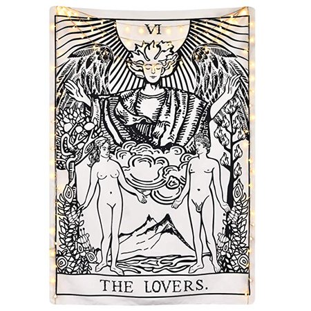 Amazon.com: Tarot Cards Tapestry The Lovers Tapestry, Lovers Stand Under The Tree Tapestry Black Tapestry Medieval Europe Divination Tapestry for Room: Home & Kitchen