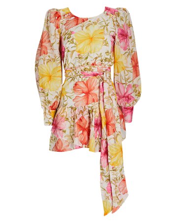 LoveShackFancy Teyana Floral Cotton-Silk Mini Dress | INTERMIX®