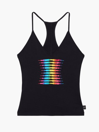 Forever Savage Tank with Rainbow Logo in Black Caviar and Party Foil | SAVAGE X FENTY