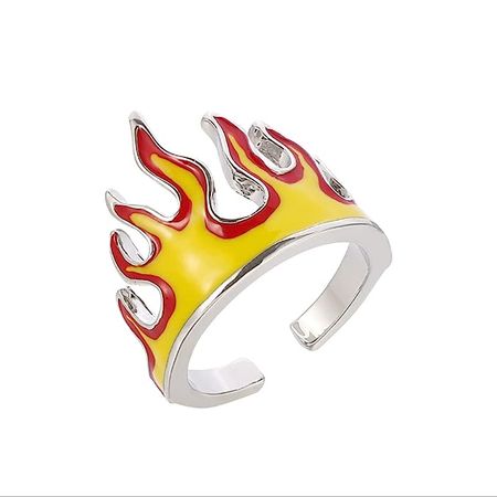 Fire Flame Ring Hip Hop Fire Knuckle Ring Punk Creative Joint Finger Ring Adjustable Jewelry for Women Men (Yellow)|Amazon.com