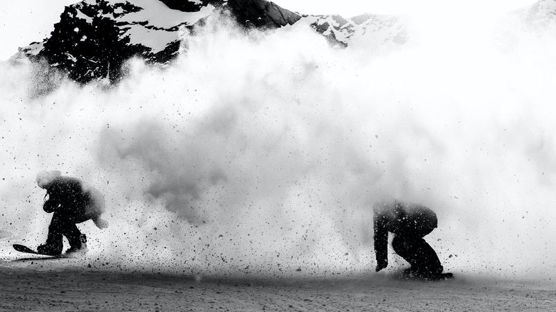 black and white snowboard
