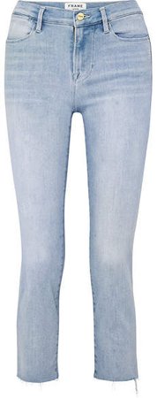 Le High Cropped Frayed Straight-leg Jeans - Light denim