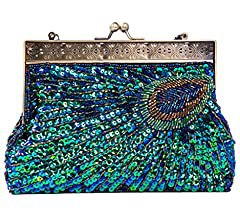 UBORSE Beaded Sequin Peacock Blue Evening Clutch Bags Party Wedding Purse: Handbags: Amazon.com