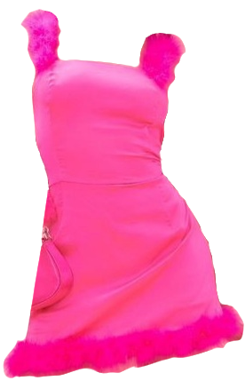 hot pink fur trimmed mini dress