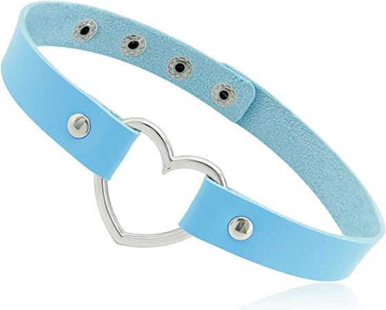 Amazon.com: ETHOON Love Heart Choker PU Leather Choker Necklace Goth Choker Collar Chain Blue: Clothing, Shoes & Jewelry