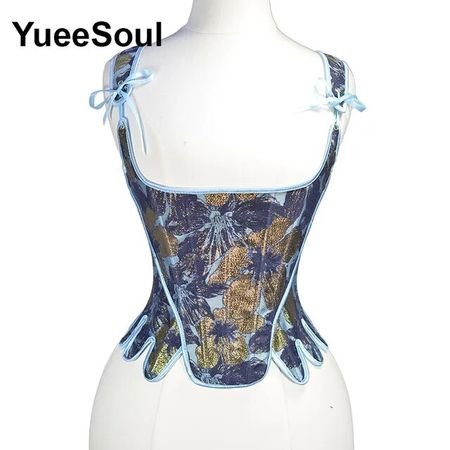 Y2K Vintage Women Bustier 2023 New Floral Printed Sleeveless Bandage Slim Crop Tops Fashion Party Sexy Female Corset Camis - AliExpress