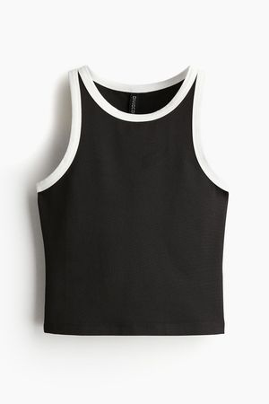 Ribbed Tank Top - Black/white - Ladies | H&M US