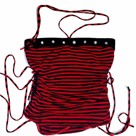 red and black striped halter top