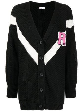 RED Valentino Logo Patch Oversized Buttoned Cardigan - Farfetch