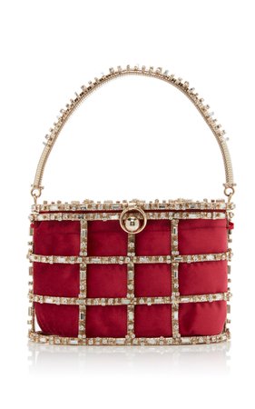 Rosantica Vestale Gold-Tone Crystal-Embellished Top Handle Bag