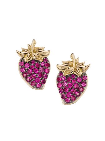 Shop Sorellina 18K Yellow Gold & Ruby Strawberry Stud Earrings | Saks Fifth Avenue