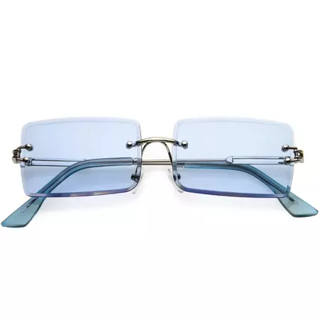 Luxe Color Tinted Bevelled Lens Metal Rectangle Sunglasses D224 - zeroUV