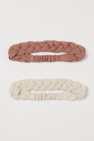2-pack Braided Headbands - Powder pink/dusty rose - Kids | H&M US