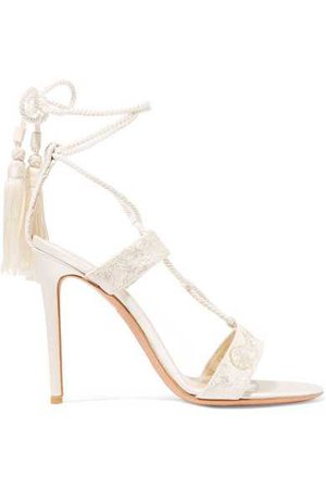 Etro | Embroidered lace and satin sandals | NET-A-PORTER.COM