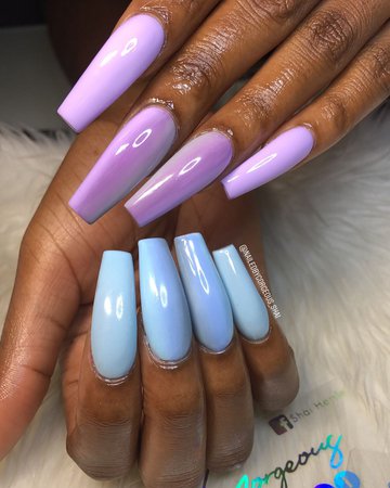 ombre baby blue and lavender nails - Google Search