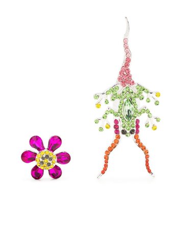 Collina Strada Frog And Flower crystal-embellished Earrings - Farfetch