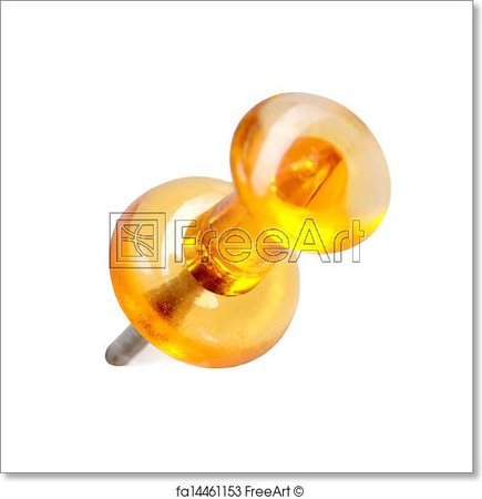 Free art print of Close up of a transparent yellow pushpin. Close up of a transparent yellow pushpin isolated on white background | FreeArt | fa14461153